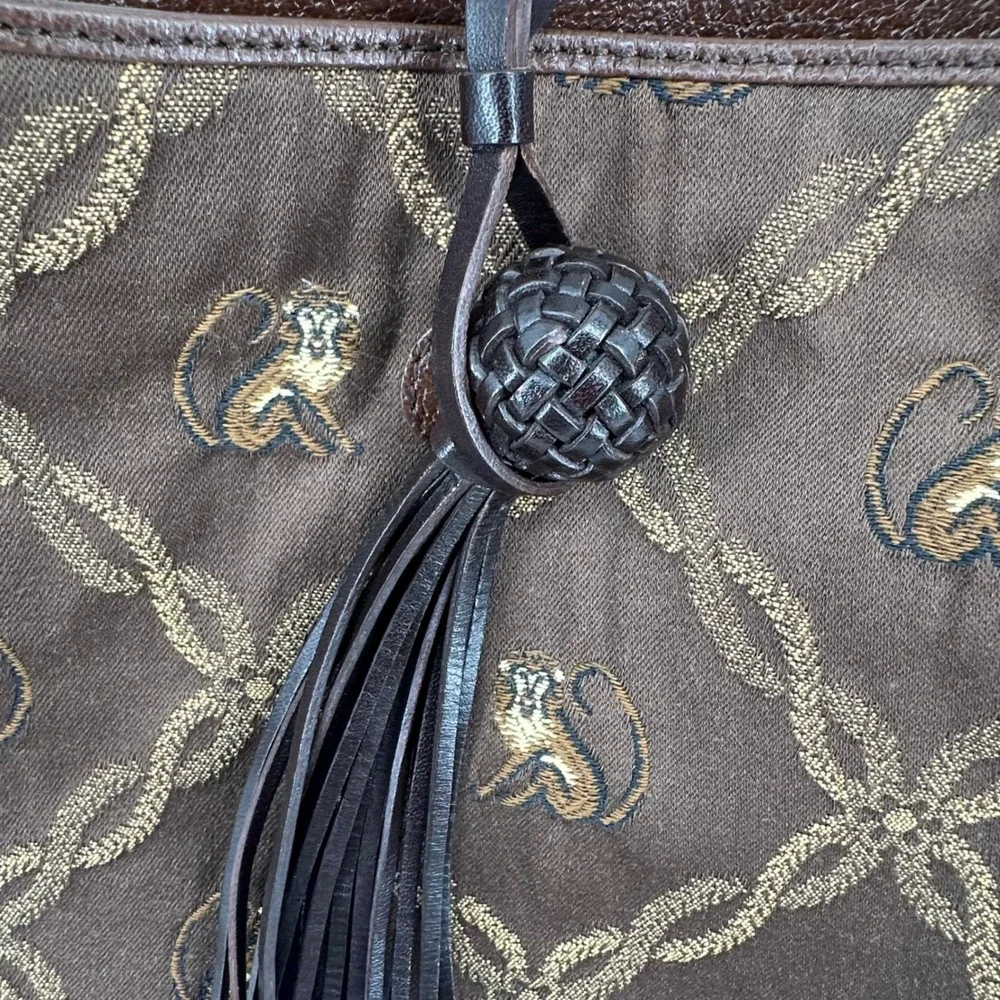 Tommy Bahama‎ Monkey Business Hobo Bag Women Brown Bamboo Coastal Resort Safari